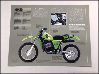 1982 1983 Kawasaki KDX80 Motorcycle Dirt Bike 1-page Sales