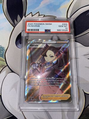 2020 Pokemon Sword & Shield Full Art Marnie #200/202 PSA 10 GEM