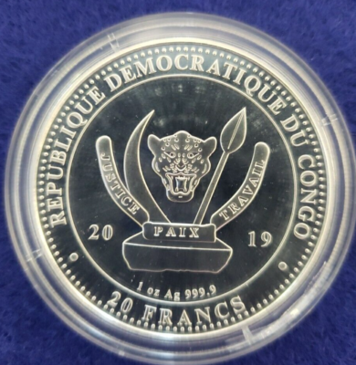 2019 Congo World's Wildlife ~ The Giraffe 1 oz 999.9 Fine Silver