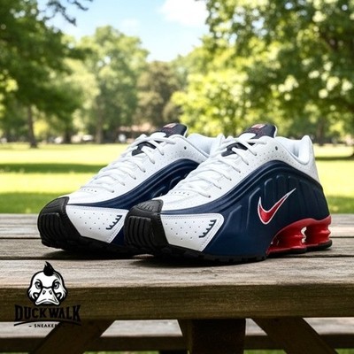Nike Shox R4 Shoes Midnight Navy Gym Red White USA HQ1988-400