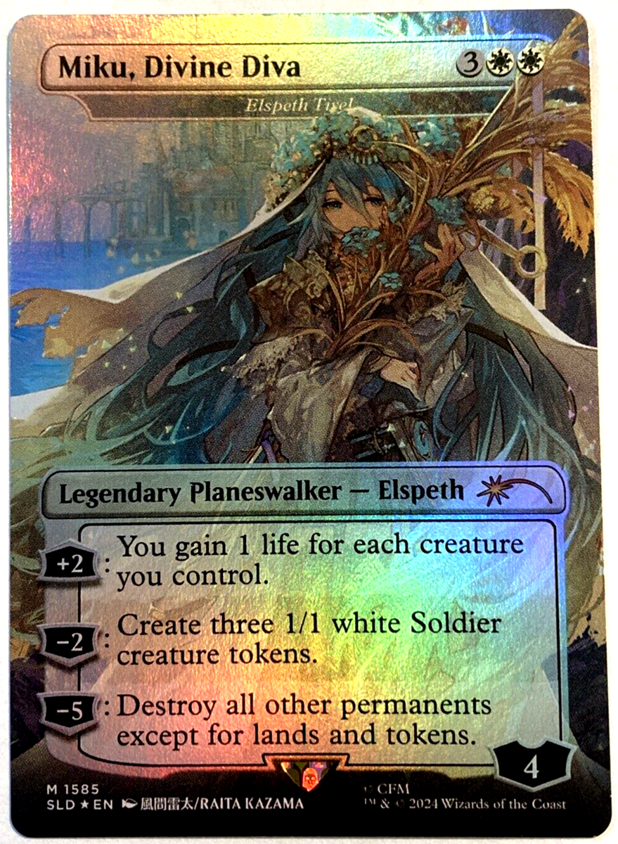 MTG Miku, Divine Diva - Elspeth Tirel RAINBOW FOIL Secret Lair