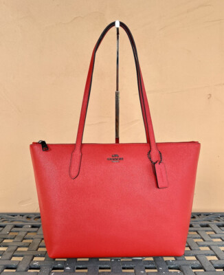 COACH 4454 XGRAIN TOP ZIP LEATHER TOTE SHOULDER BAG MIAMI RED | eBay
