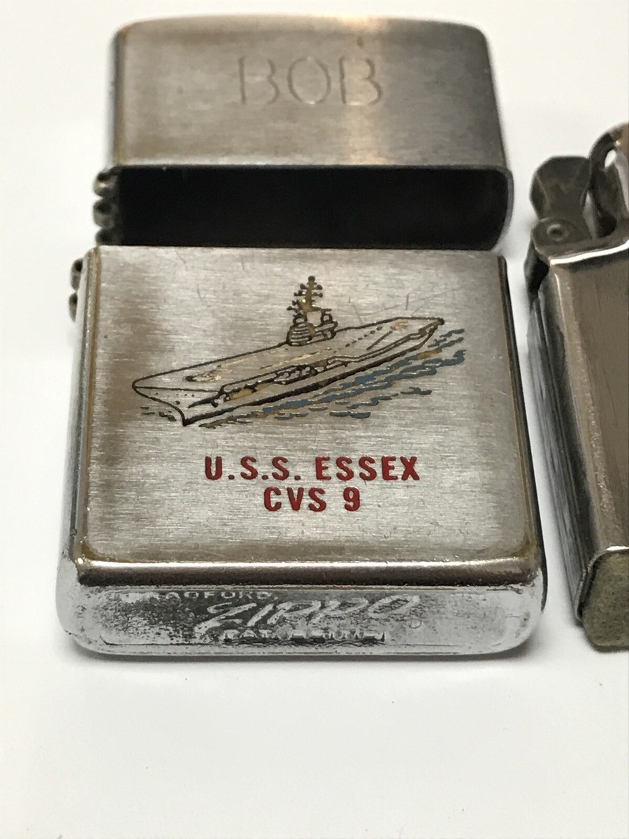 ZIPPO 1950-57 POCKET LIGHTER PAT 2517191 U.S.S. ESSEX CVS 9