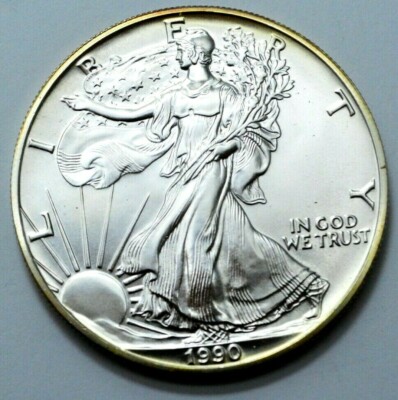 1990 American Silver Eagle $1 Dollar Nat.Toning 1 Oz .999 Fine