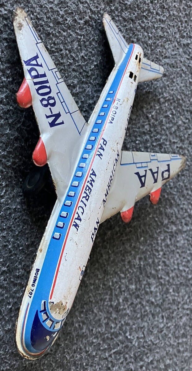 Vintage 1960's Pan American N-801PA Boeing 707 Tin Friction Plane