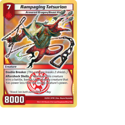Kaijudo X1 RAMPAGING TATSURION Foil Super Rare 8TRI Elite Series