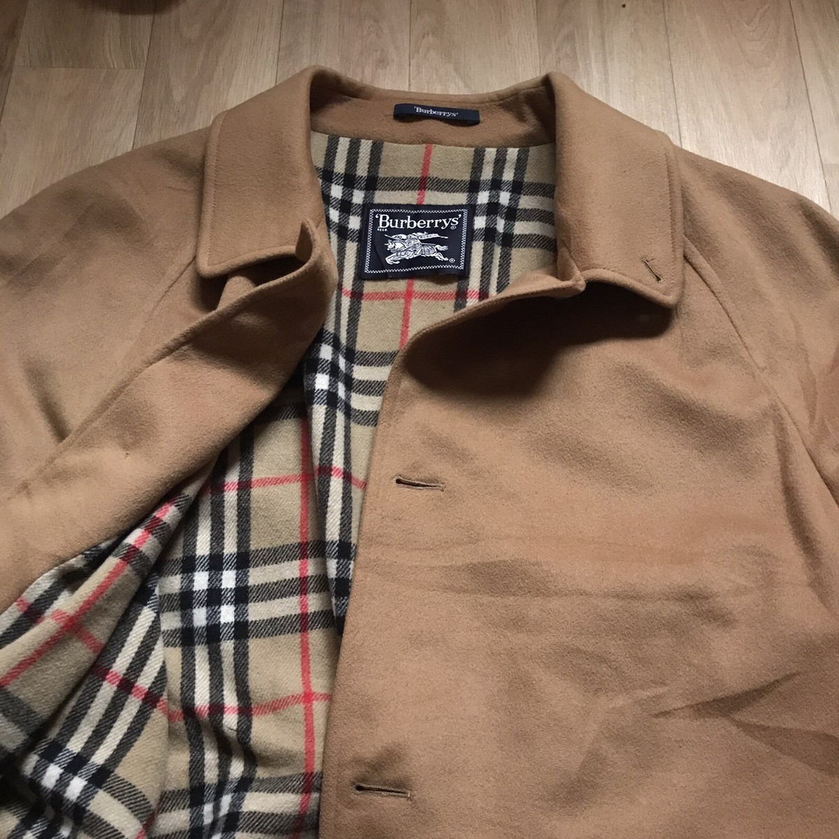 VINTAGE Burberry coat jacket nova check overcoat wool lined mens