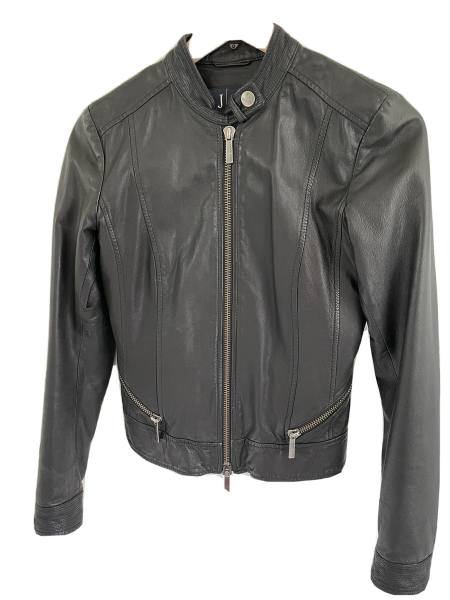 Armani Jeans womens leather jacket size 0 black | eBay