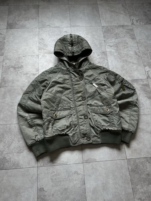 Vntg Washed Bomber LGB If Six Was Nine Style Faux Fur Zip Cropped