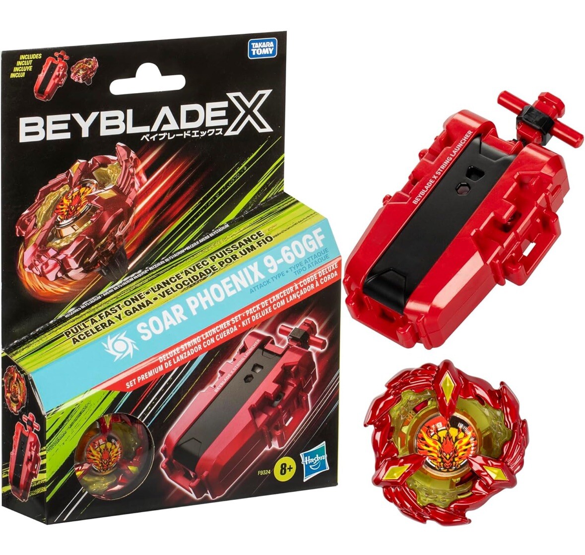 BEYBLADE X Soar Phoenix 9-60GF Deluxe String Launcher Set With