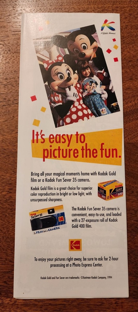 Inside DISNEYLAND Today 1994 Kodak Souvenir GUIDE MAP 40th