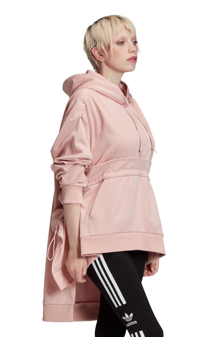 NEW Adidas Originals J Koo Hooded High/Low Parka - Pink / White