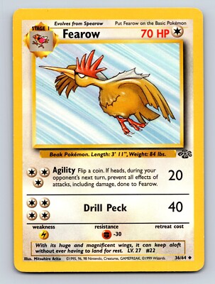 Fearow HP 70 Agility Drill Peck Rarity Yellow Beak Pokémon | eBay