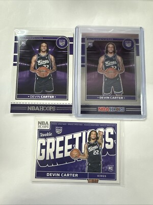 2024-25 NBA Hoops Devin Carter RC #243 Opti Chrome + Base + Rookie