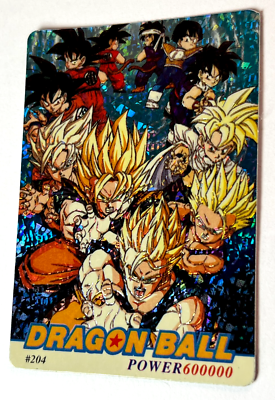 1997 DRAGON BALL Z Card #204 GOKU GOHAN TRUNKS GOTEN VTG Foil