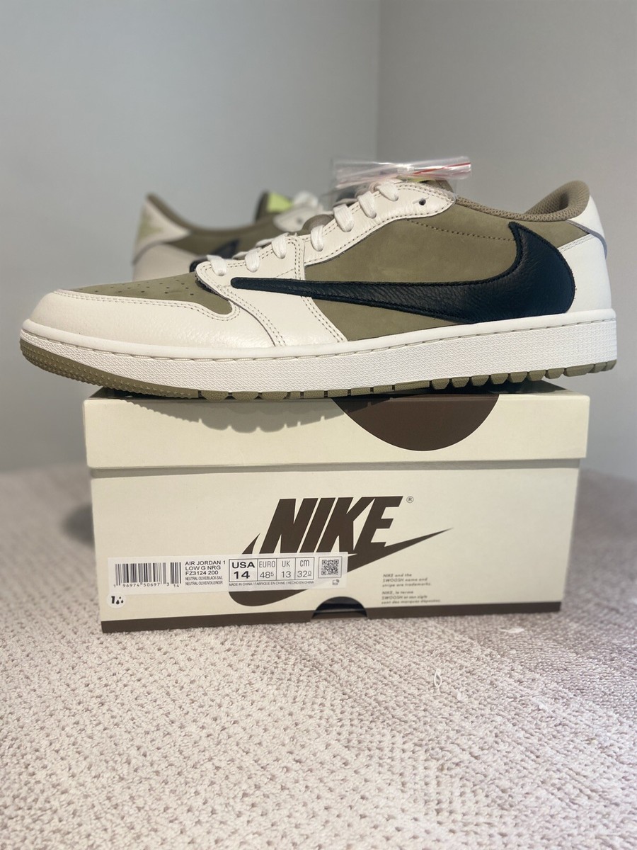Size 14- Jordan 1 Low Golf x Travis Scott Neutral Olive | eBay