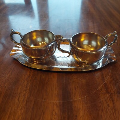 Viking Plate E.P. Copper Lead Mount Silver Plated Cream & Sugar