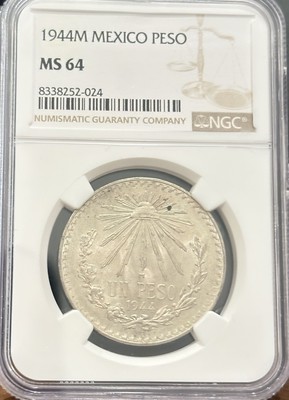 1944M Mexico Silver Un Peso - NGC MS 64 | eBay