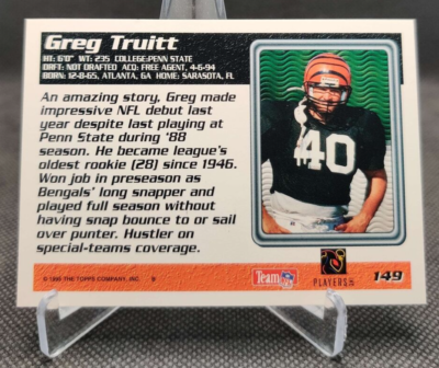 1995 Topps #149 Greg Truitt Cincinnati Bengals football card | eBay