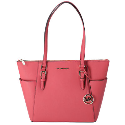 Michael Kors Charlotte Large Top Zip Leather Tote Light Berry