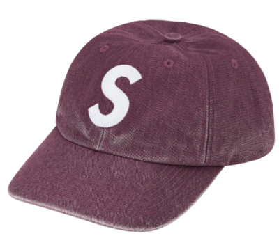 Supreme Pigment Canvas S Logo 6-Panel Hat Cap Plum SS23 100