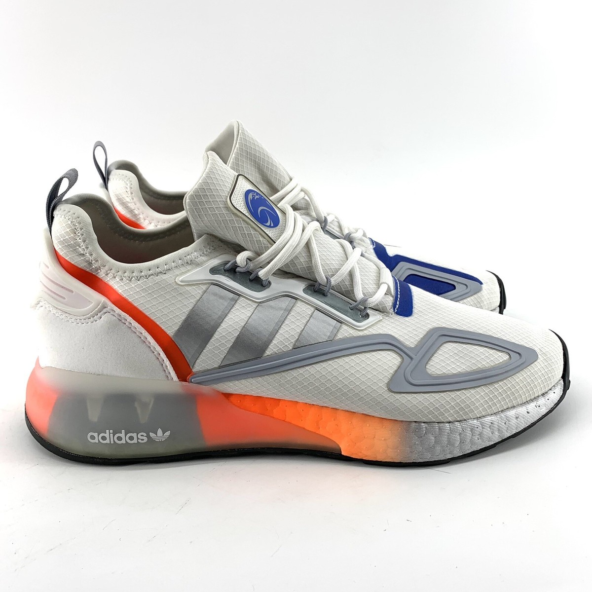 Adidas Mens ZX 2K Boost NASA FY5725 White Silver Orange Blue Shoes