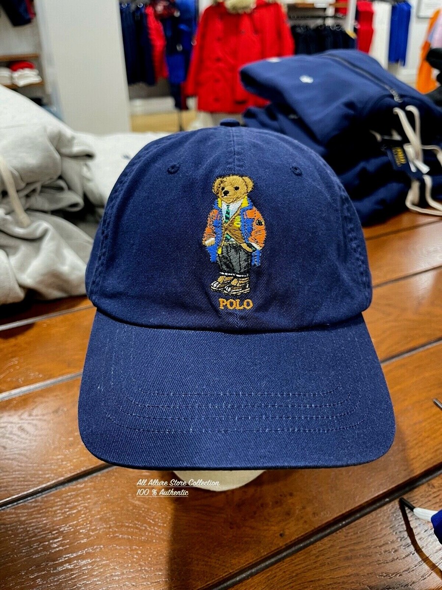 NWT Polo Ralph Lauren Men's Polo Bear Chino Baseball Cap Hat Navy