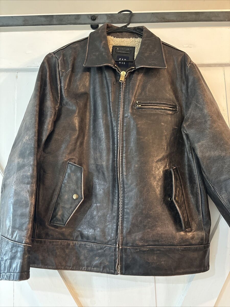 Vintage GAP Men's Leather Jacket Size Medium Genuine Leather