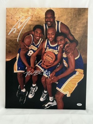 Shaq O'Neal & Nick Van Exel Signed 16x20 Canvas (Kobe, Eddie Jones