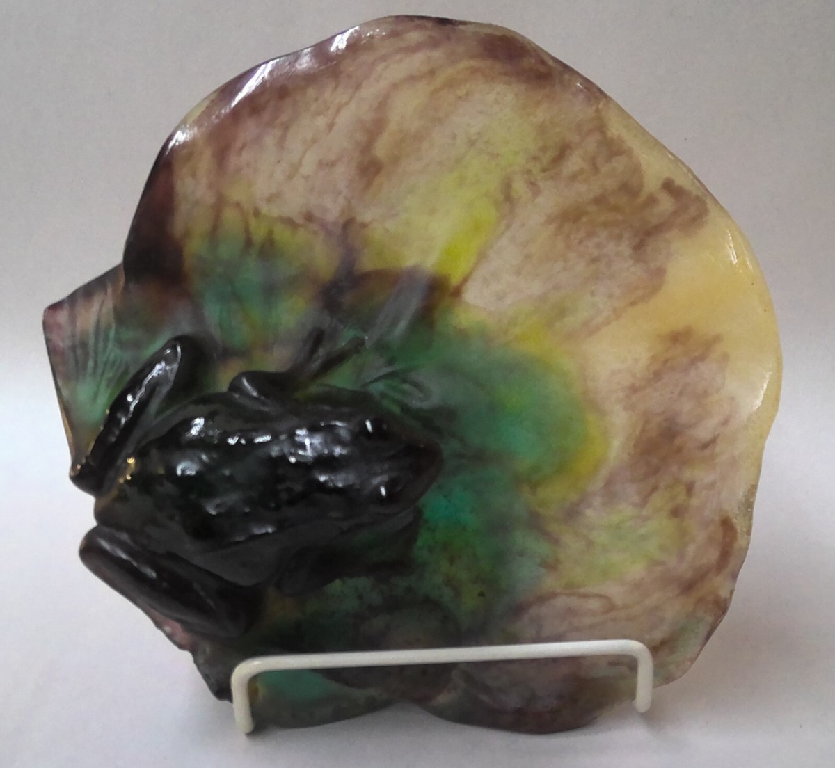 Daum France Pate de Verre Large Frog on Lily Pad Signed 6.5” | eBay