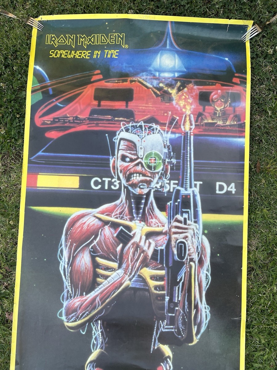 Rare Vintage Iron Maiden SOMEWHERE IN TIME 1986 door poster D33-14