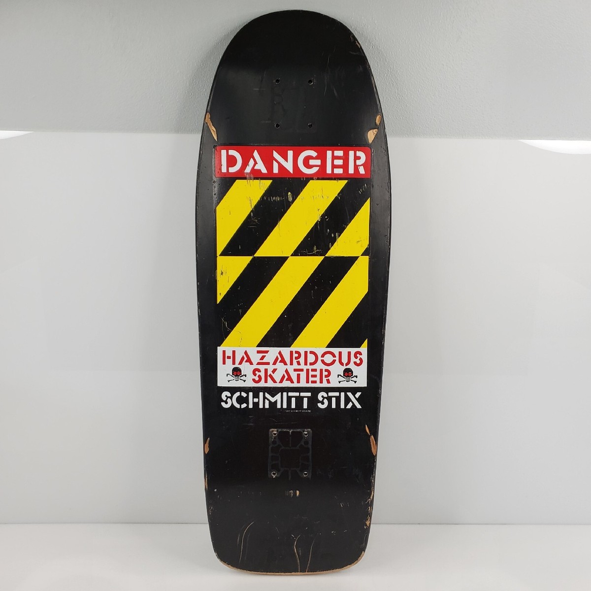 Vintage Schmitt Stix Danger Hazardous Skater Team Skateboard Deck