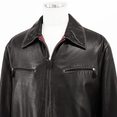 HERMES Vintage Padded Leather Jacket Logo Clou de Selle Men Size58