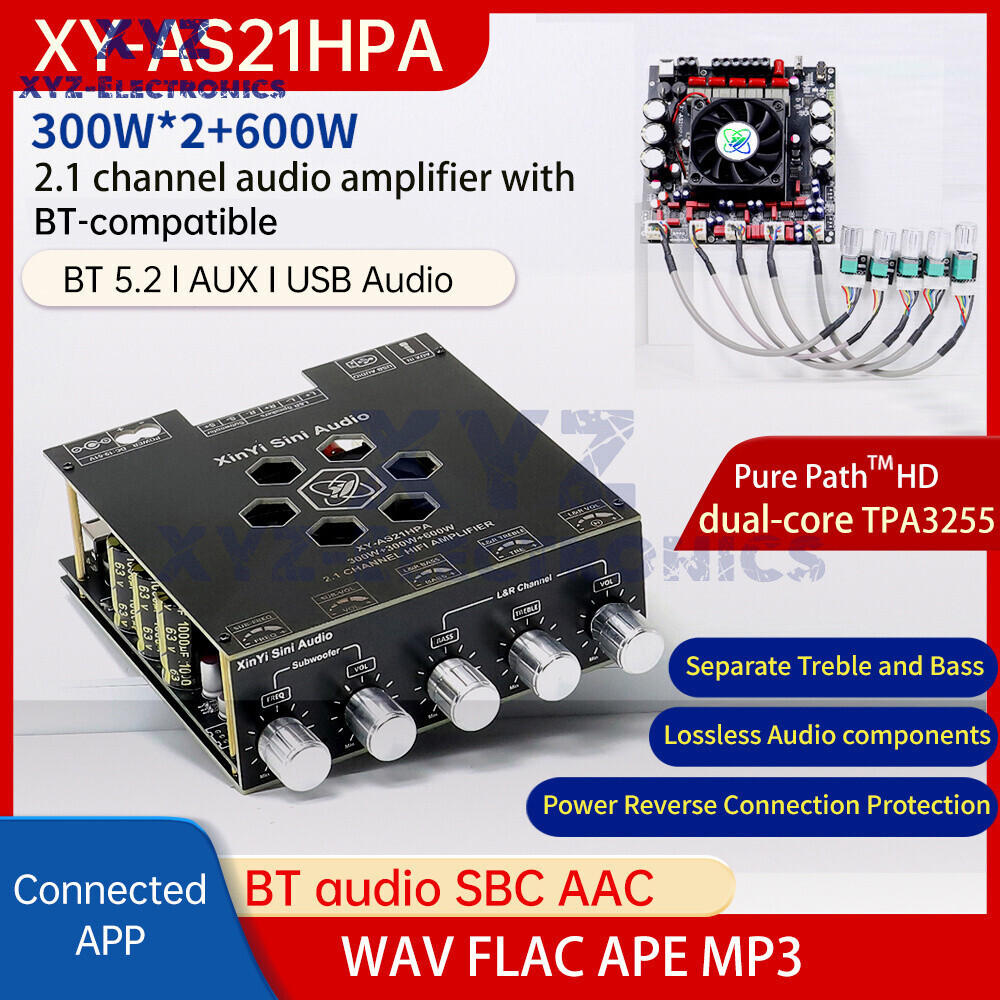 AS21HPA 300W*2+600W TPA3255 2.1Channel Audio Bluetooth Digital