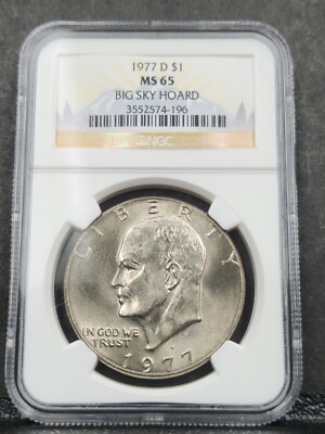 1977-D $1 Ike Dollar Big Sky Hoard MS 65 NGC #1007 | eBay