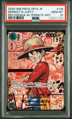 MONKEY D. LUFFY PSA 10 ONE PIECE RED MANGA ALT ART OP13-118 TCG
