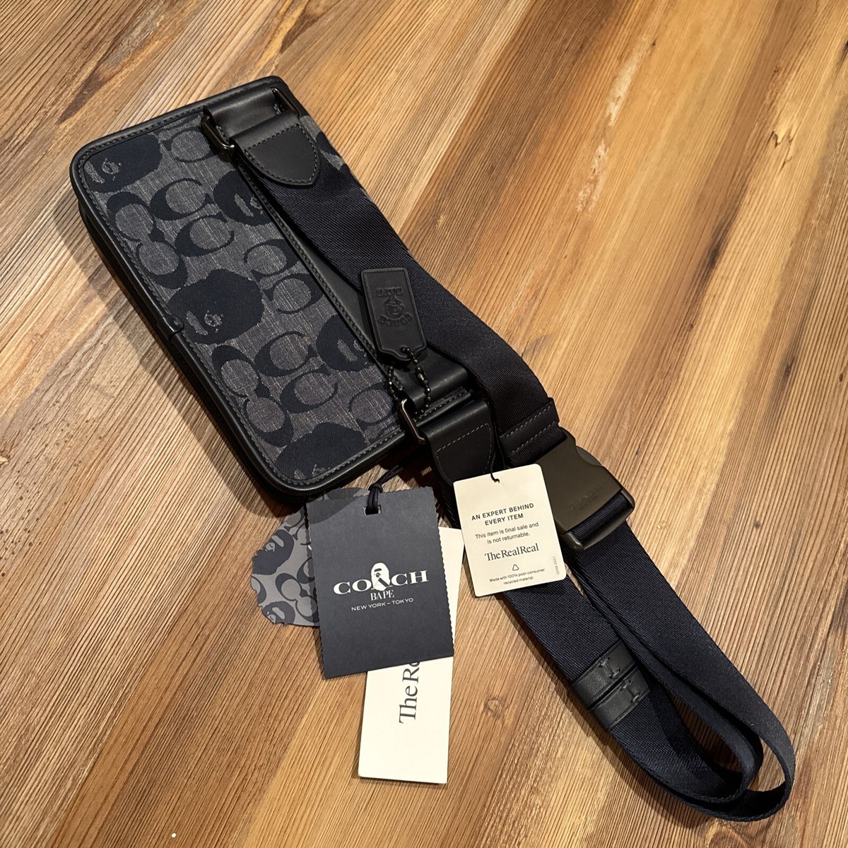 Bathing Ape BAPE x Coach Leather + Canvas Purse; Crossbody Strap +