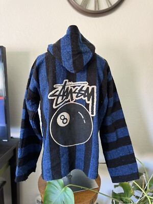 Vintage 90s Stussy 8 Ball Baja Hoodie Blue XL | eBay