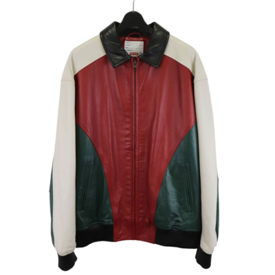 Supreme Studded Arc Logo Leather Jacket Size L 2018SS Red/White