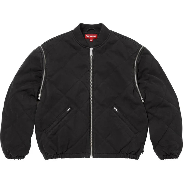 Supreme Zip-Off Sleeve Quilted Bomber Jacket Black | eBay