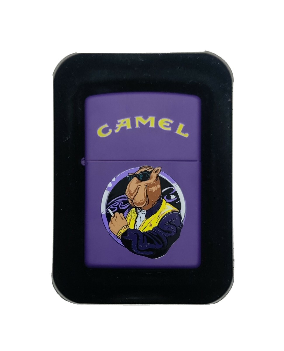 Vintage 1997 Zippo Joe Camel Window Purple Matte Cigarette Lighter