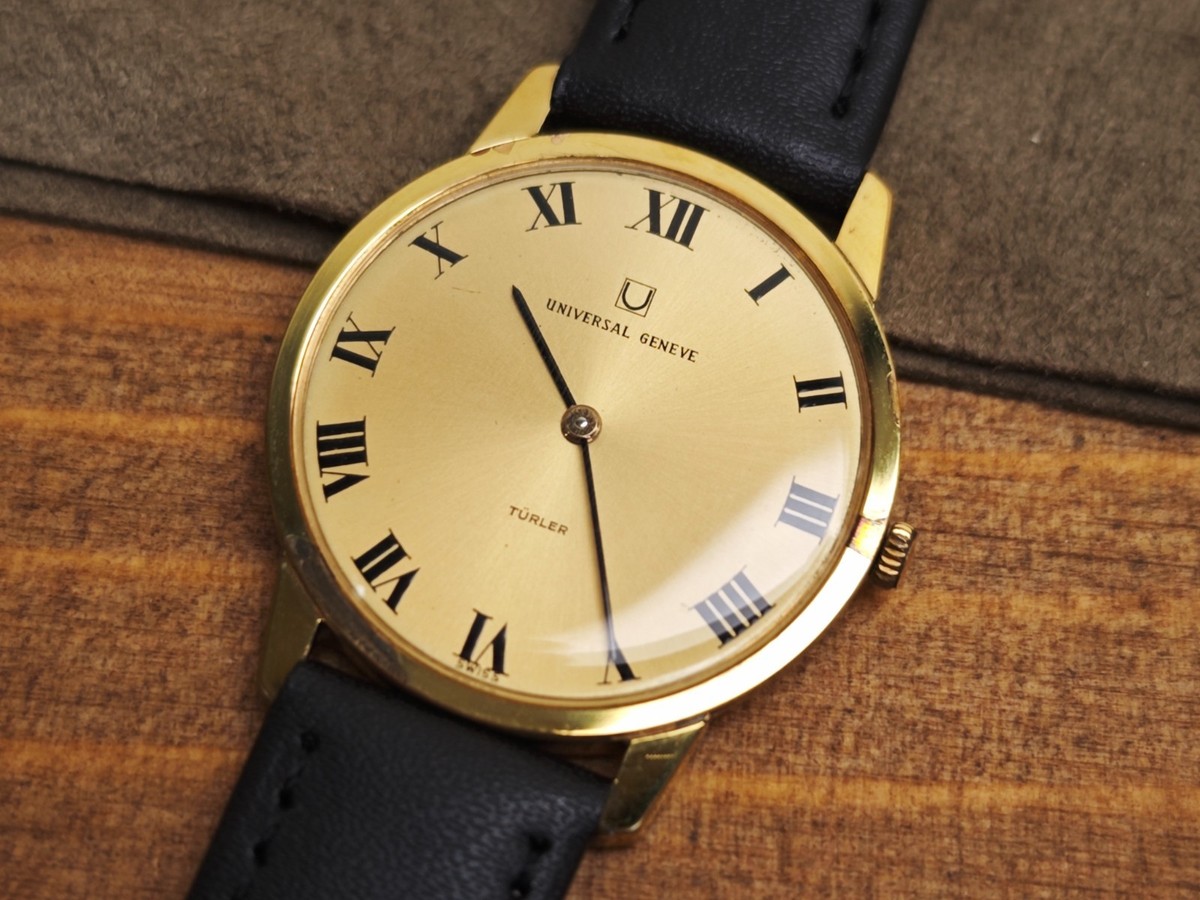 Rare! Universal Geneve TURLER 542101/15 Gold Roman Dial Manual