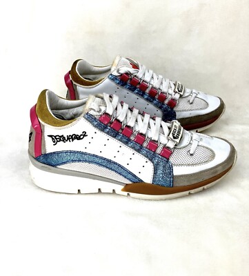 DSQUARED2 Leather Women Sneaker 37.5 U 6.5 Embroidered Logo