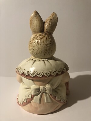 Vintage 1980s Bunny Rabbit and Sleeping Baby Porcelain Ceramic