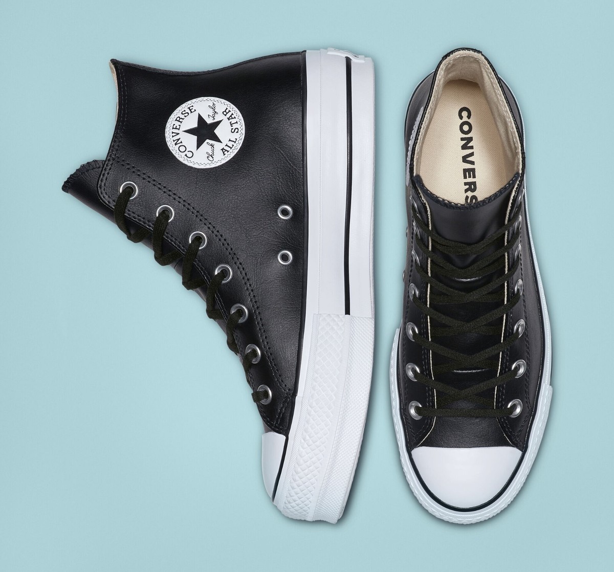 Converse W Chuck Taylor All Star Lift Clean Leather Shoes Black
