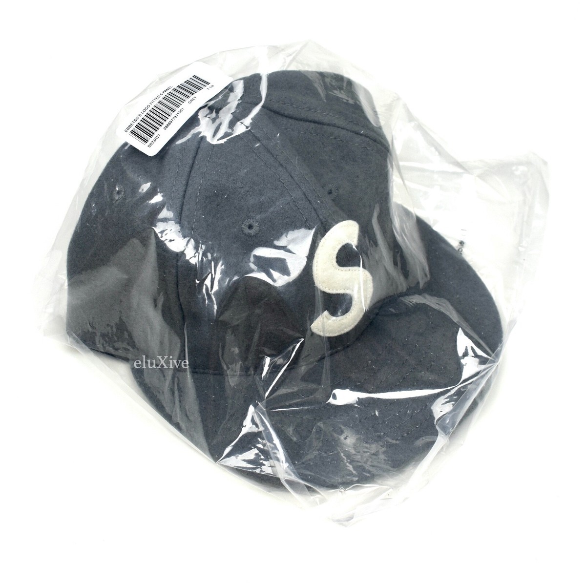 NWT Supreme Ebbets Field Flannels Gray Wool S Logo Fitted Hat