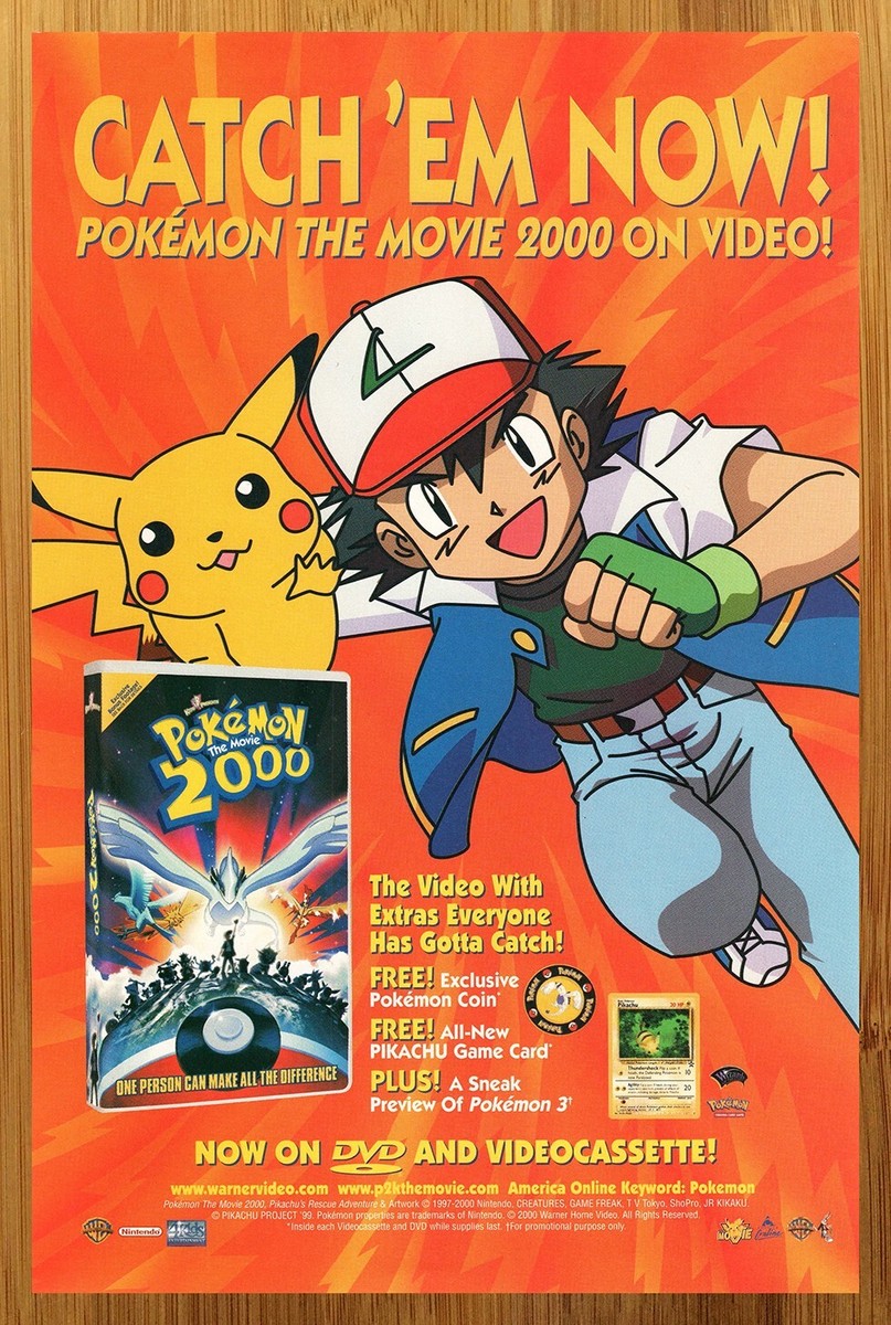 2000 Pokemon The Movie 2000 Print Ad/Poster Ash Pikachu Official