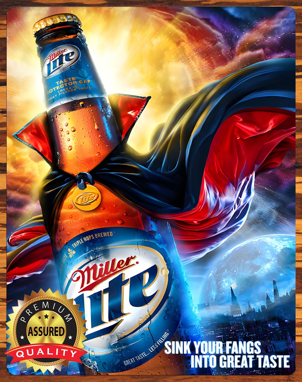 Miller Lite - Sink Your Fangs Into Great Taste - Metal Beer Sign