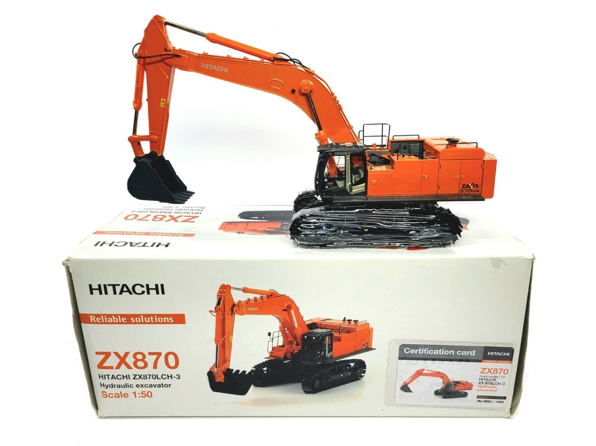 Hitachi ZX870LCH-3 Zaxis Excavator with Bucket - WSI 1:50 Scale
