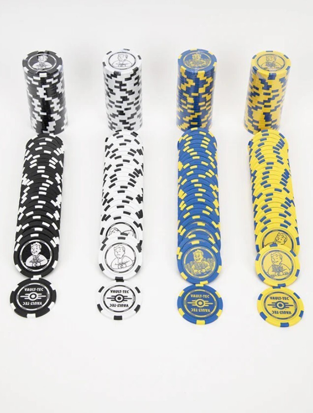 Fallout 4 76 New Vegas Vault Tec Chips Poker Set Playing Card Deck